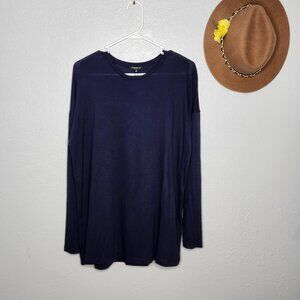 NEW Lafayette 148 Blue Long Sleeve Oversized Jersey Blouse Long Sleeve